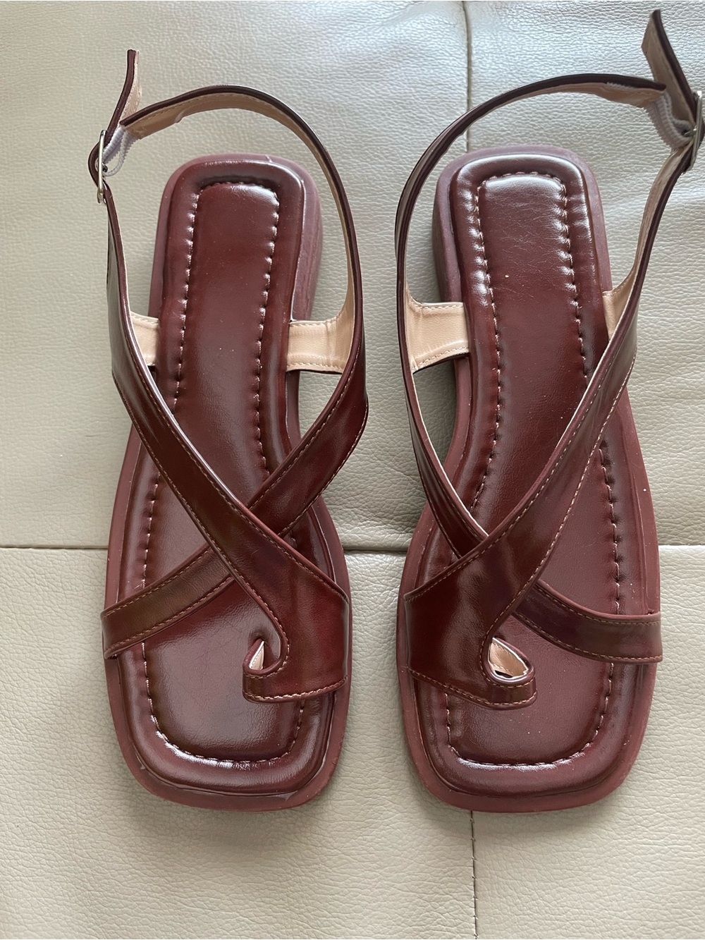 Women’s Dark Brown Cross-Strap Slingback Sandals